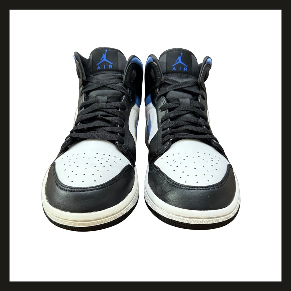 Nike Air Jordan 1 Mid 554724-140 Racer Blue Black White Mens 9.5 Great Condition - Picture 6 of 16